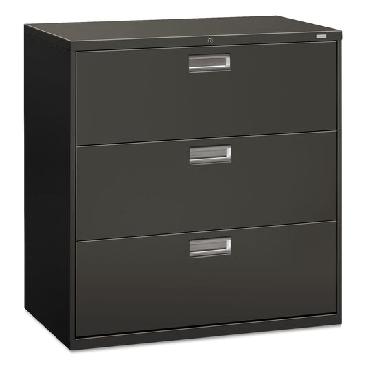 HON Brigade 600 Series Lateral File, 3 Legal/Letter-Size File Drawers, Charcoal, 42" x 18" x 39.13"