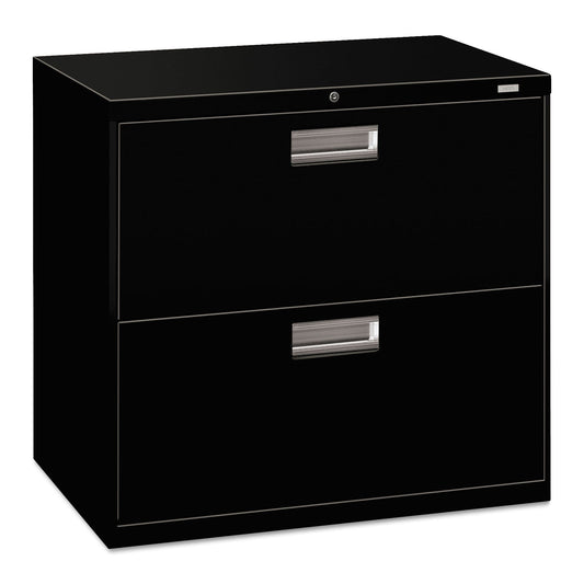 HON Brigade 600 Series Lateral File, 2 Legal/Letter-Size File Drawers, Black, 30" x 18" x 28"