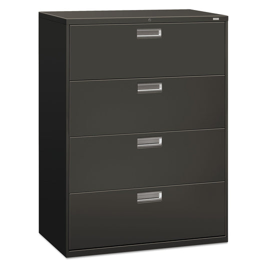 HON Brigade 600 Series Lateral File, 4 Legal/Letter-Size File Drawers, Charcoal, 42" x 18" x 52.5"