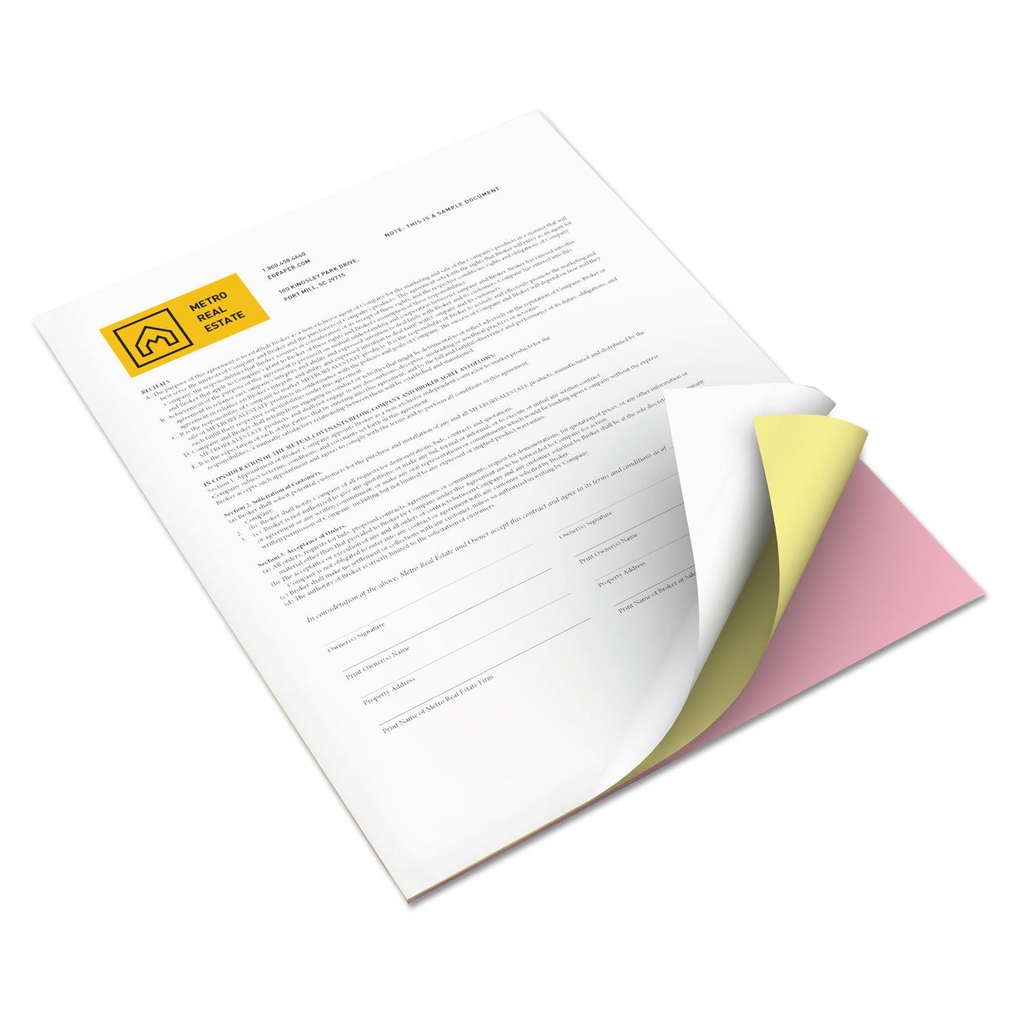 xerox Vitality Multipurpose Carbonless 3-Part Paper, 8.5 x 11, Canary/Pink/White, 5,010/Carton