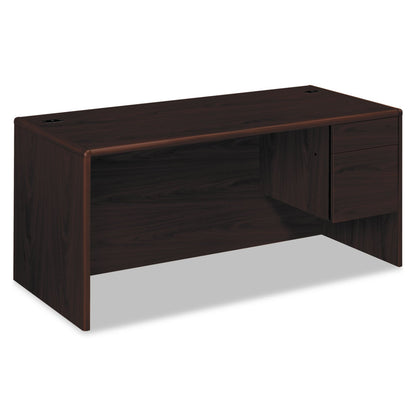 HON 10700 Series "L" Workstation Desk with Three-Quarter Height Pedestal on Right, 66" x 30" x 29.5", Mahogany