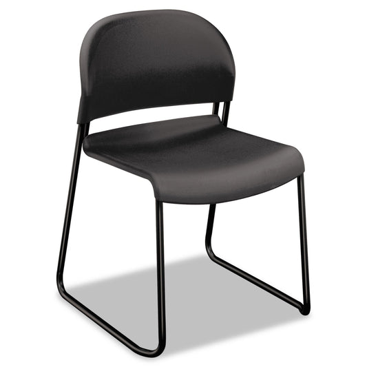 HON GuestStacker High Density Chairs, Supports Up to 300 lb, Lava Seat/Back, Black Base, 4/Carton