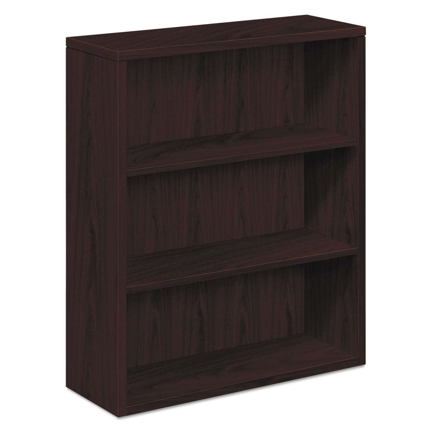 HON 10500 Series Laminate Bookcase, Three-Shelf, 36w x 13.13d x 43.38h, Mahogany