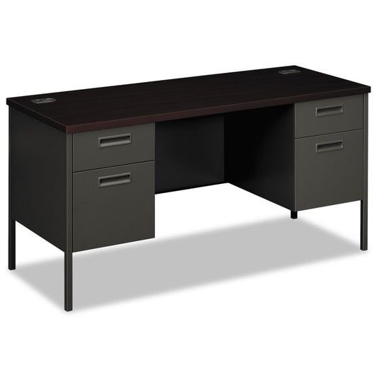 HON Metro Series Kneespace Credenza, 60w x 24d x 29.5h, Mahogany/Charcoal