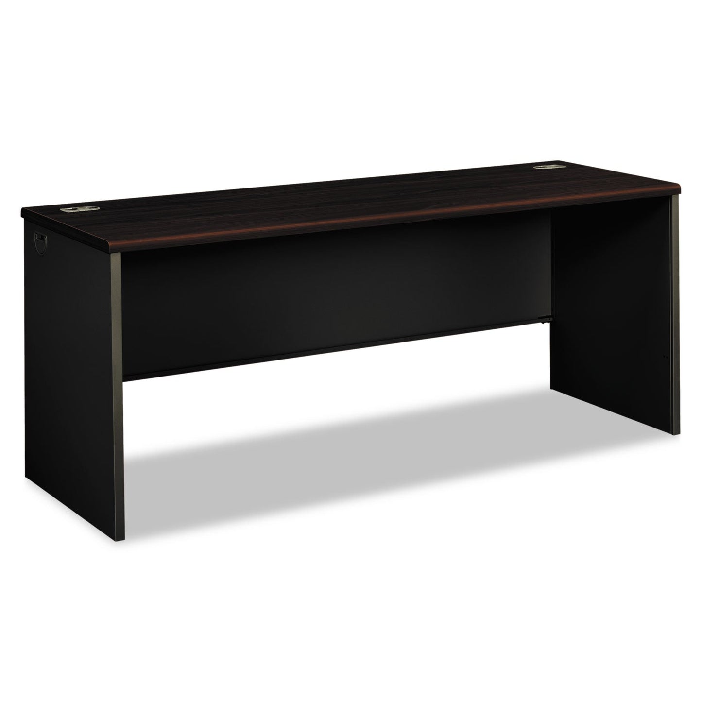 HON 38000 Series Desk Shell, 72w x 24d x 29.5h, Mahogany/Charcoal