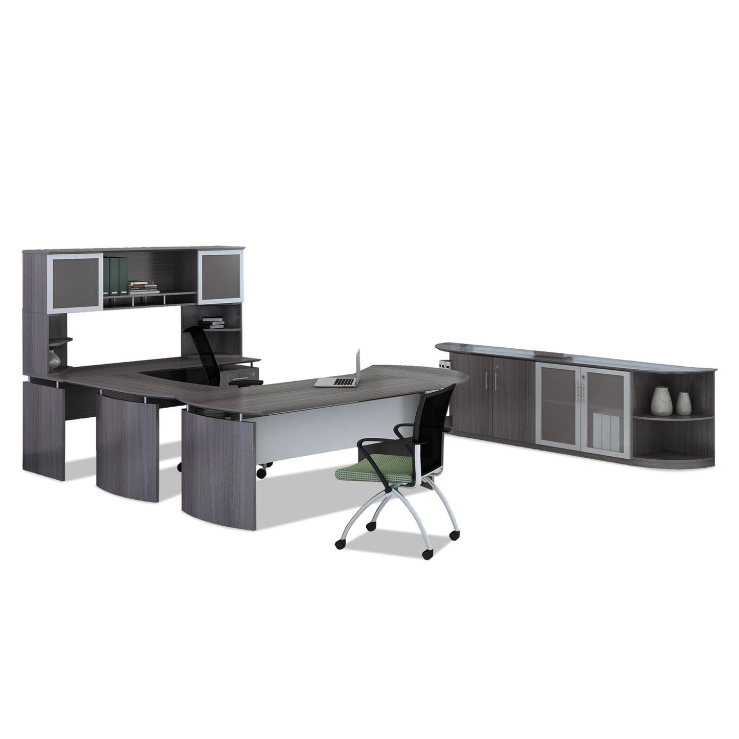 Safco Medina Series Laminate Curved Desk Top, 72" x 36", Gray Steel