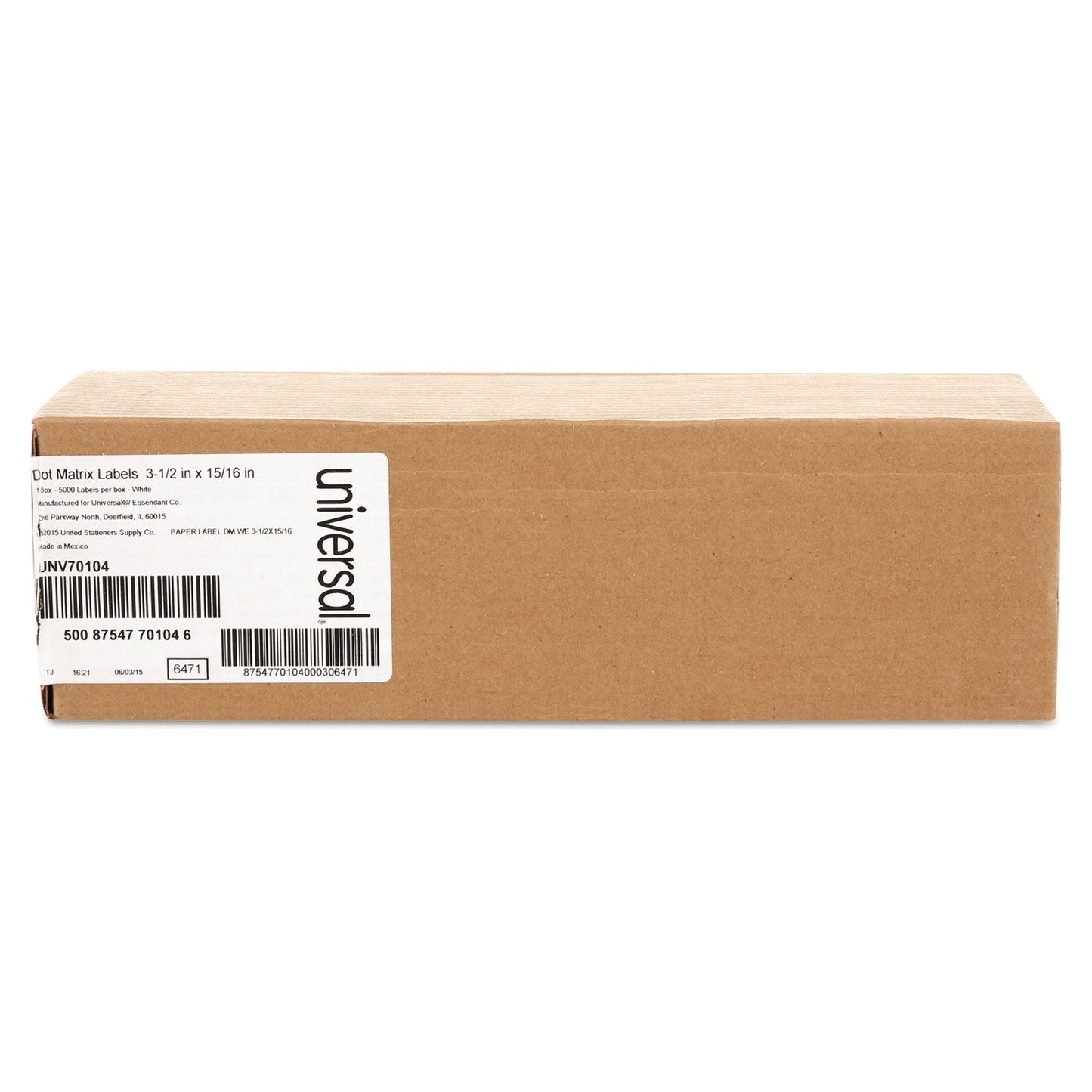 Universal Dot Matrix Printer Labels, Dot Matrix Printers, 0.94 x 3.5, White, 5,000/Box