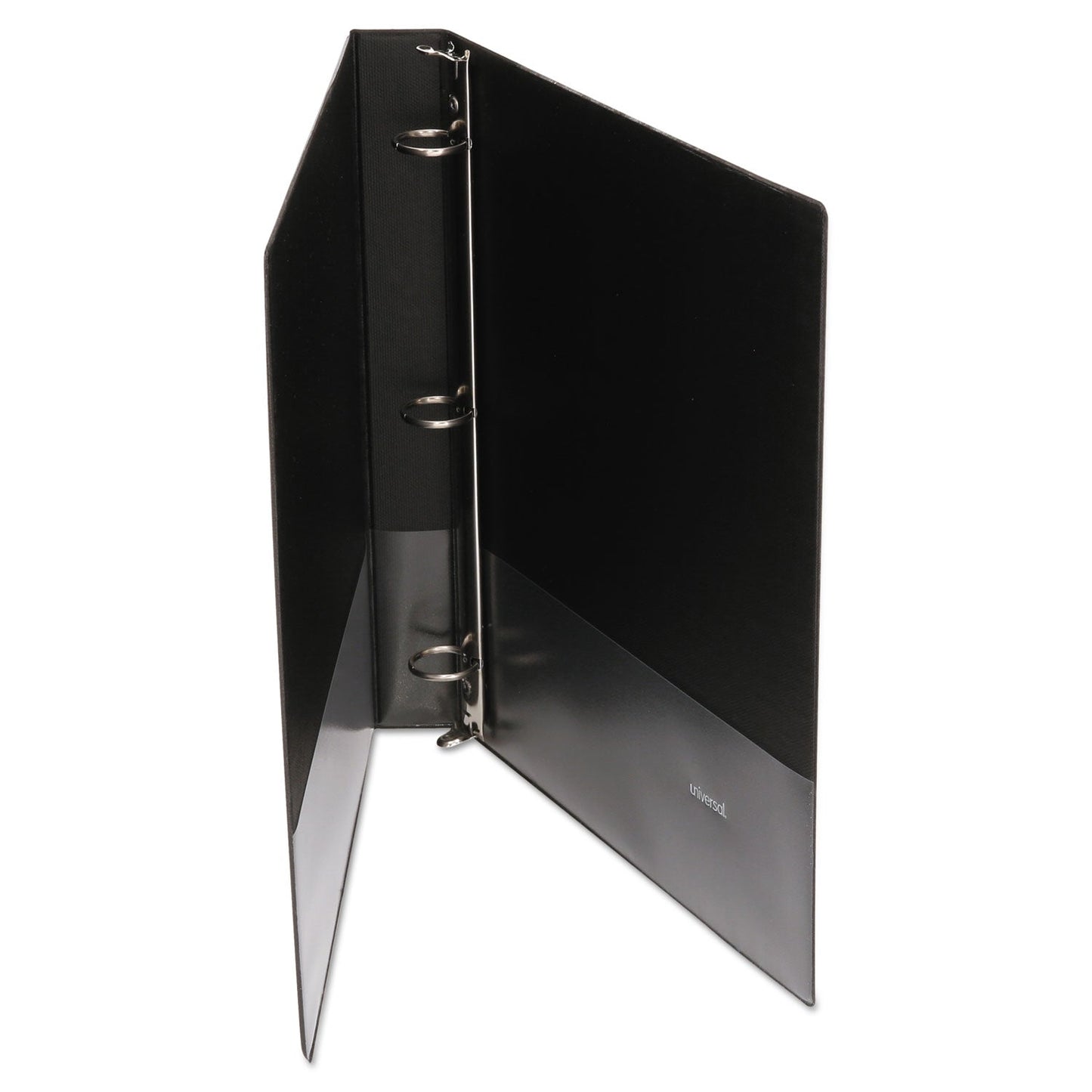 Universal Economy Non-View Round Ring Binder, 3 Rings, 0.5" Capacity, 11 x 8.5, Black