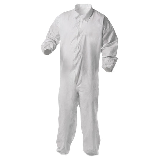 KleenGuard A35 Liquid and Particle Protection Coveralls, Zipper Front, Elastic Wrists and Ankles, 2X-Large, White, 25/Carton