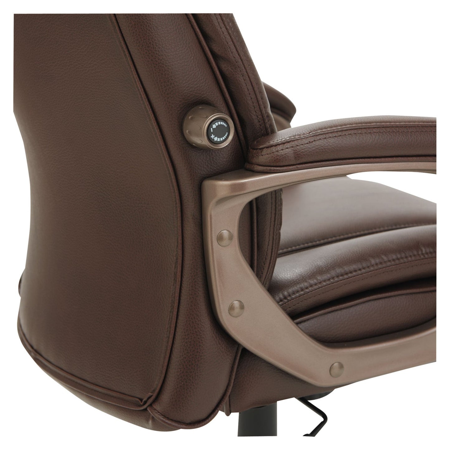 Alera Veon Series Executive High-Back Bonded Leather Chair, Supports Up to 275 lb, Brown Seat/Back, Bronze Base