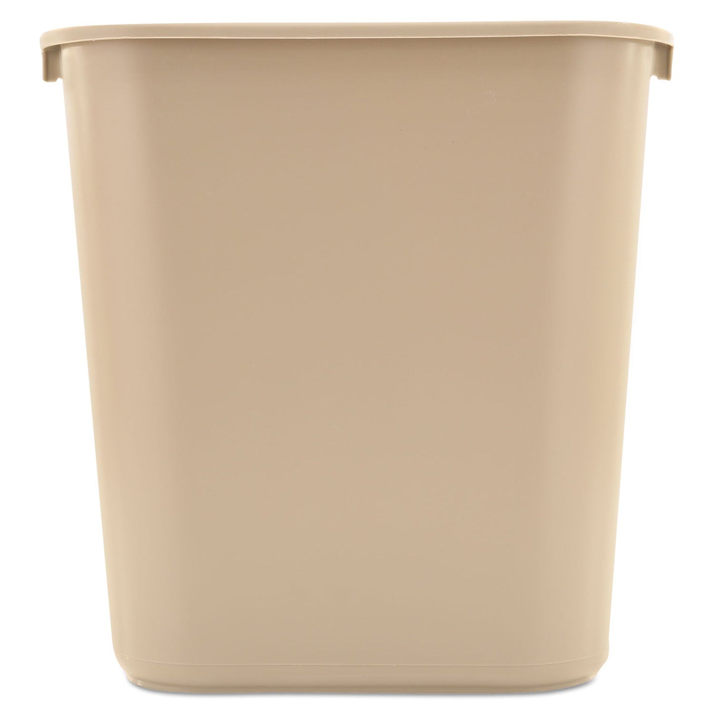 Rubbermaid Deskside Plastic Wastebasket, Rectangular, 7 gal, Beige