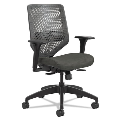 HON Solve Series ReActiv Back Task Chair, Supports Up to 300 lb, 18" to 23" Seat Height, Ink Seat, Charcoal Back, Black Base