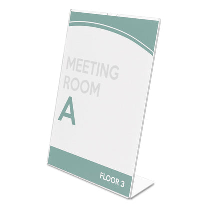deflecto Superior Image Slanted Sign Holder, Portrait, 8.5 x 11 Insert, Clear