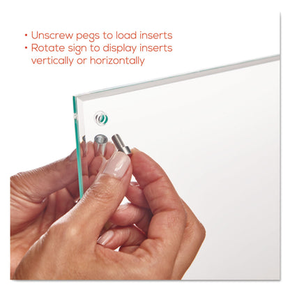 deflecto Superior Image Beveled Edge Sign Holder, Letter Insert, Clear/Green-Tinted Edges
