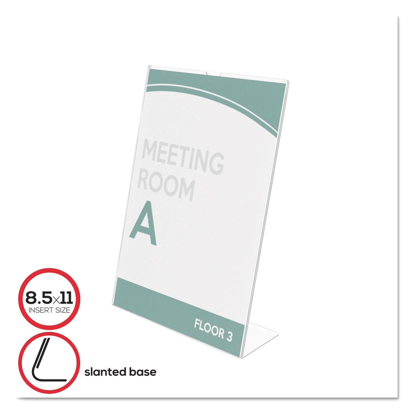 deflecto Superior Image Slanted Sign Holder, Portrait, 8.5 x 11 Insert, Clear