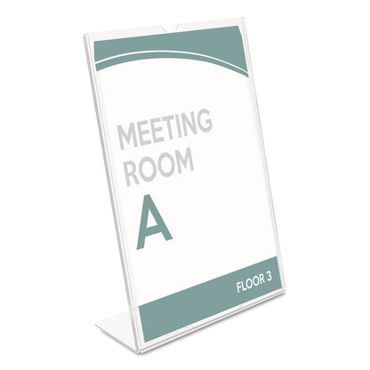 deflecto Superior Image Slanted Sign Holder, Portrait, 8.5 x 11 Insert, Clear