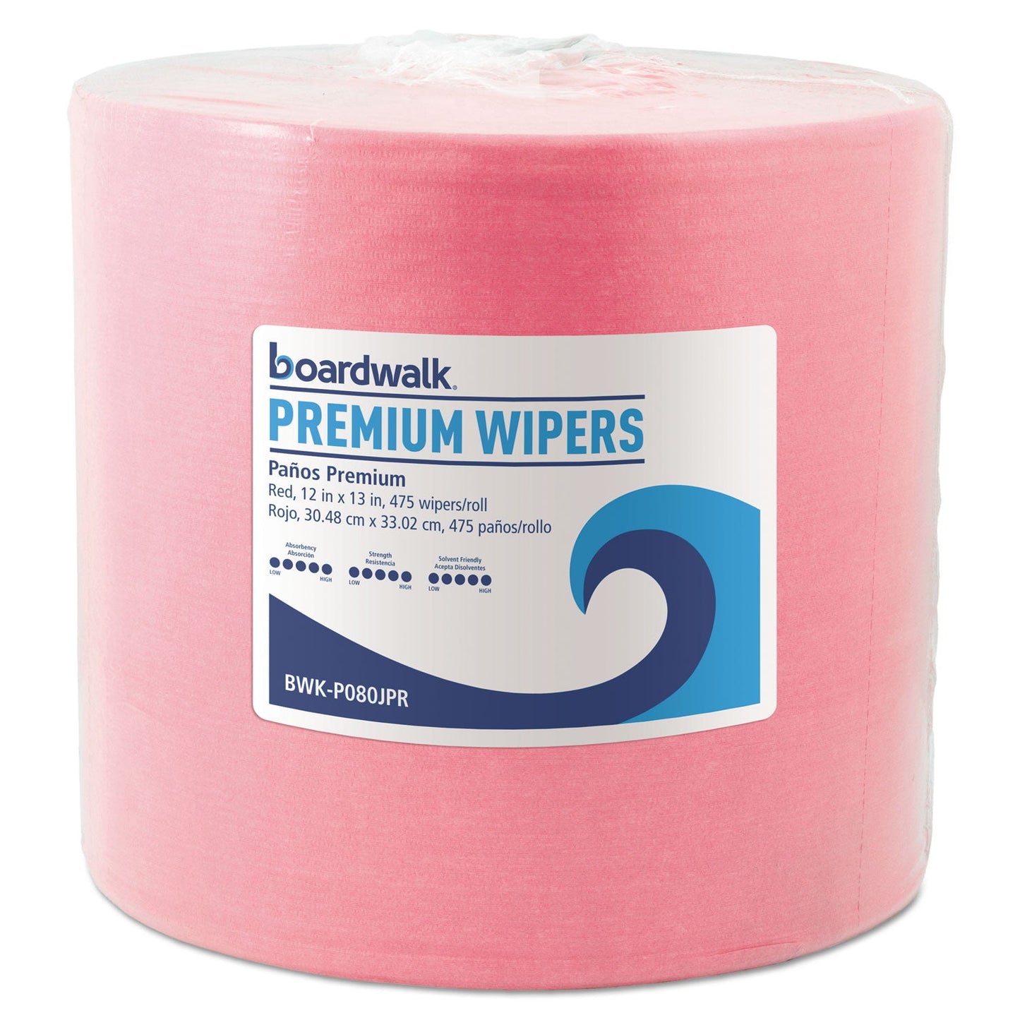 Boardwalk Hydrospun Wipers, 12 x 13, Red, 475/Roll