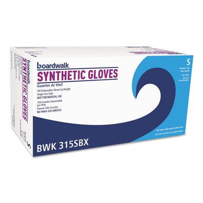 Boardwalk Powder-Free Synthetic Vinyl Gloves, Small, Cream, 4 mil, 100/Box