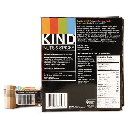 KIND Nuts and Spices Bar, Madagascar Vanilla Almond, 1.4 oz, 12/Box