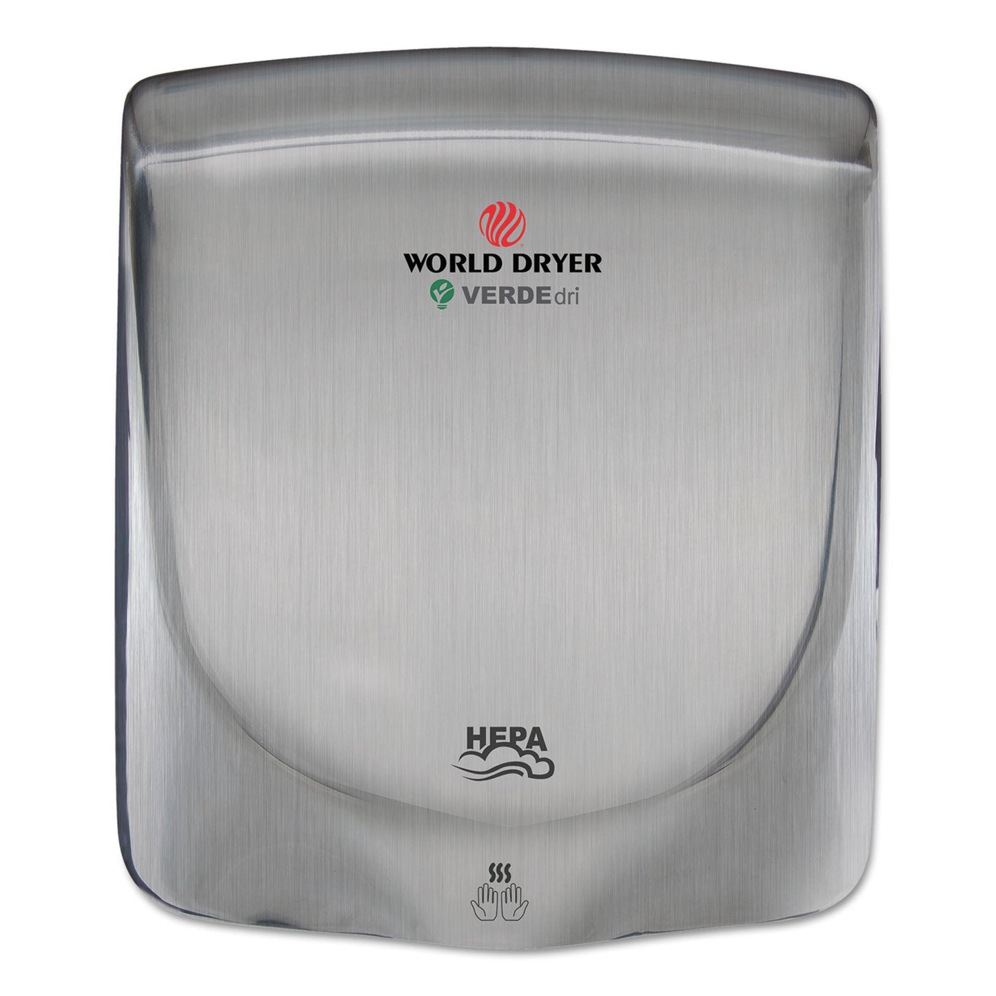 WORLD DRYER VERDEdri Hand Dryer, 110-240 V, 13.38 x 11.75 x 4, Stainless Steel, Brushed