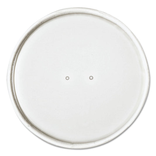 Dart Paper Lids for 32 oz Food Containers, Vented, 4.6" Diameter x 0.7"h, White, 25/Bag, 20 Bags/Carton