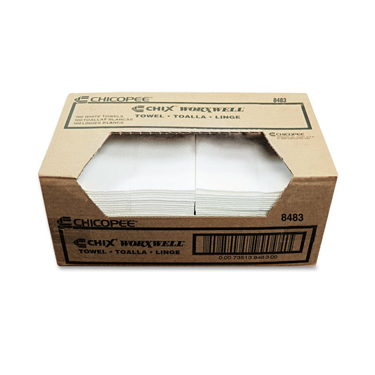 Chicopee Durawipe Shop Towels, 13 x 15, Flat, White, 300/Carton