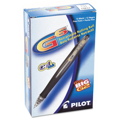 Pilot G6 Gel Pen, Retractable, Fine 0.7 mm, Black Ink, Black Barrel