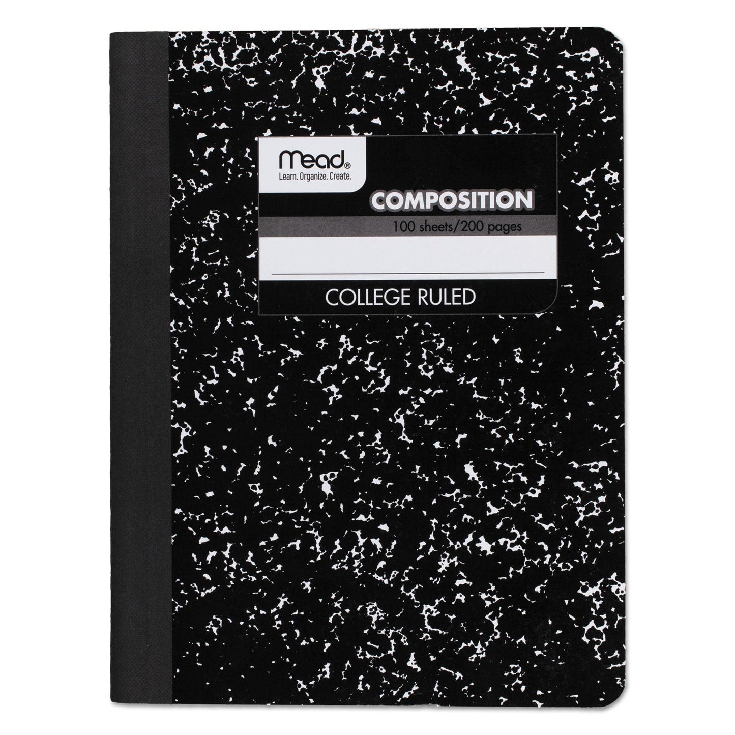 Mead Square Deal Composition Book, Medium/College Rule, Black Cover, 9.75 x 7.5, 100 Sheets