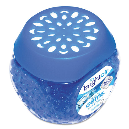 BRIGHT Air Scent Gems Odor Eliminator, Cool and Clean, Blue, 10 oz Jar, 6/Carton