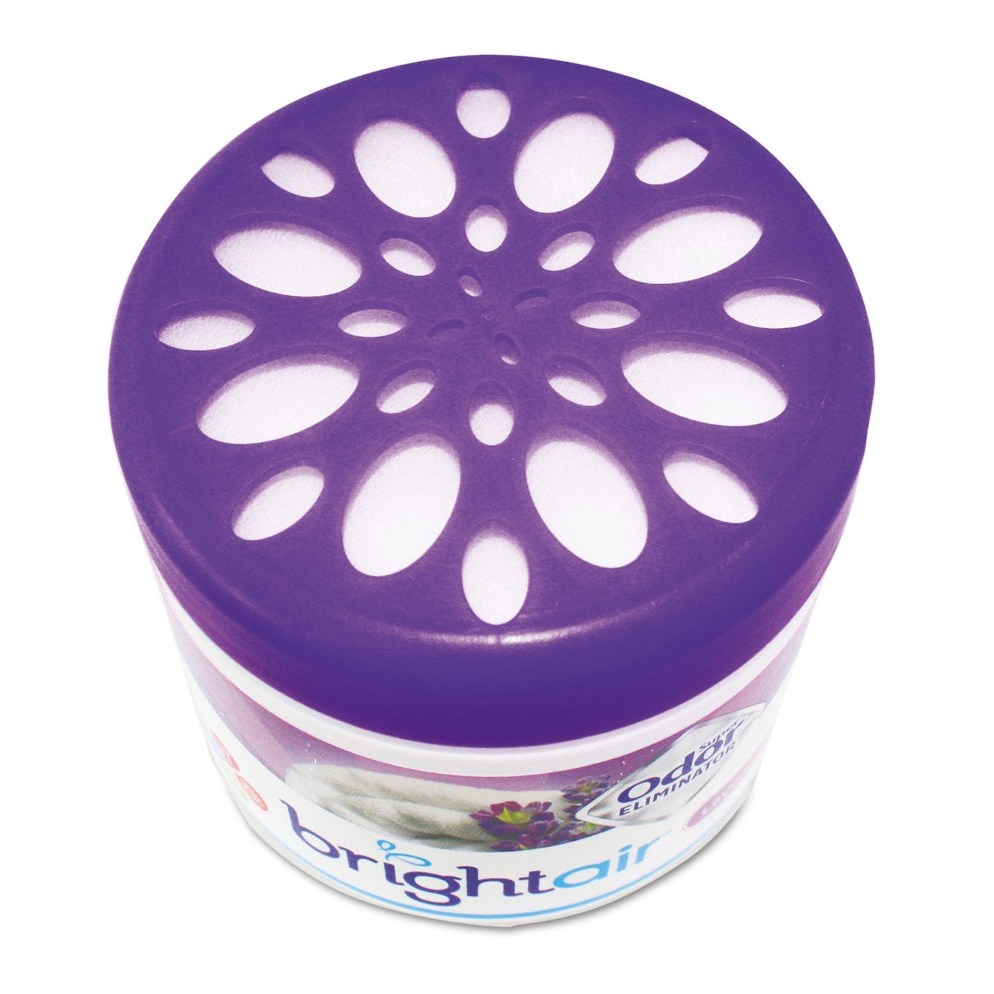 BRIGHT Air Super Odor Eliminator, Lavender and Fresh Linen, Purple, 14 oz Jar, 6/Carton