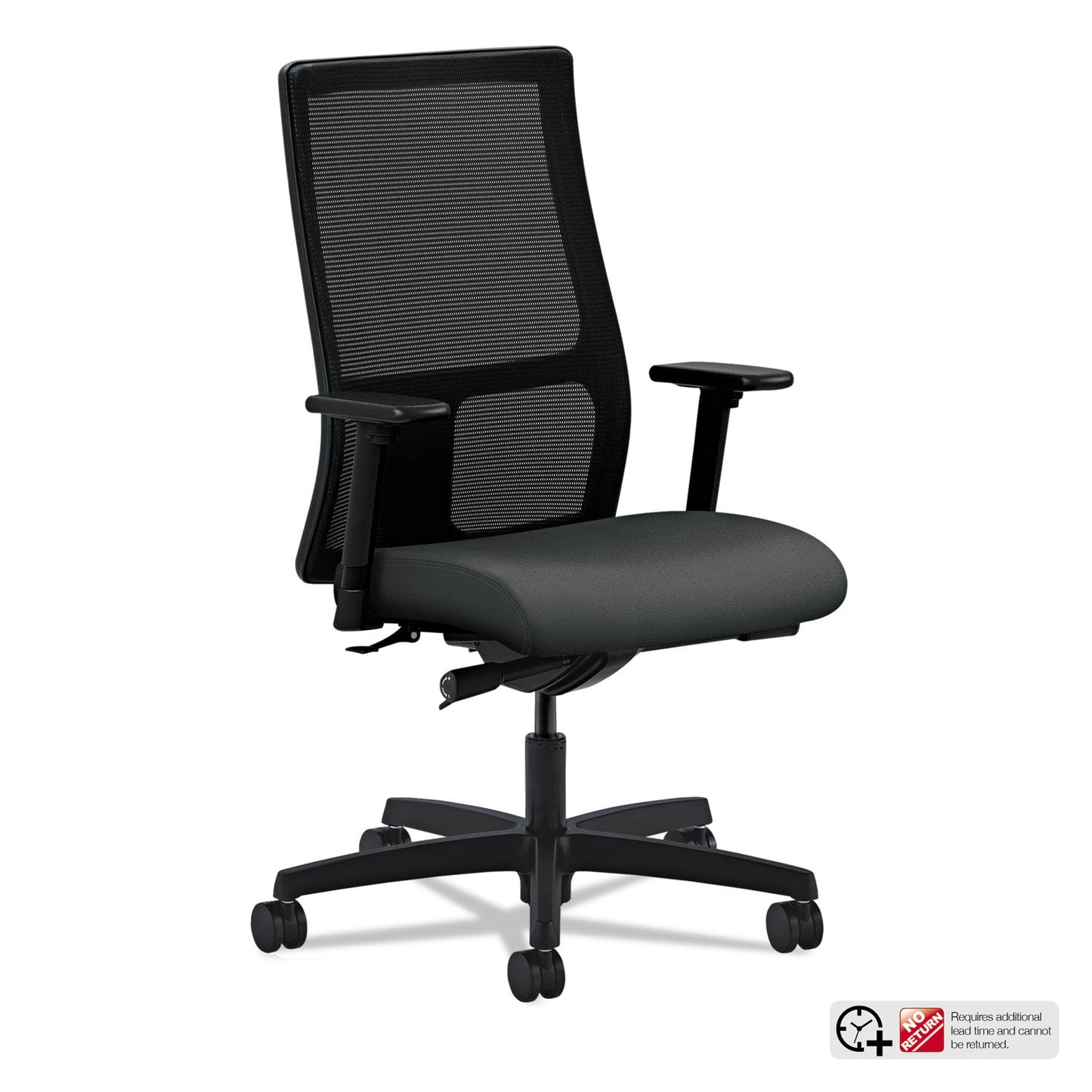 HON Ignition Series Mesh Mid-Back Work Chair, Supports Up to 300 lb, 17.5" to 22" Seat Height, Iron Ore Seat, Black Back/Base