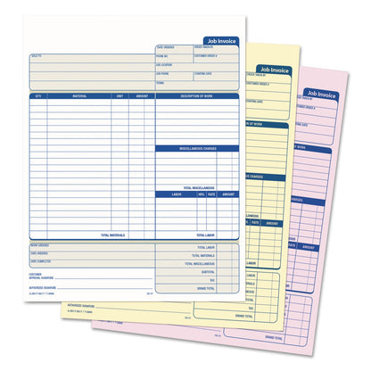 TOPS Snap-Off Job Invoice Form, Three-Part Carbonless, 8.5 x 11.63, 1/Page, 50 Forms