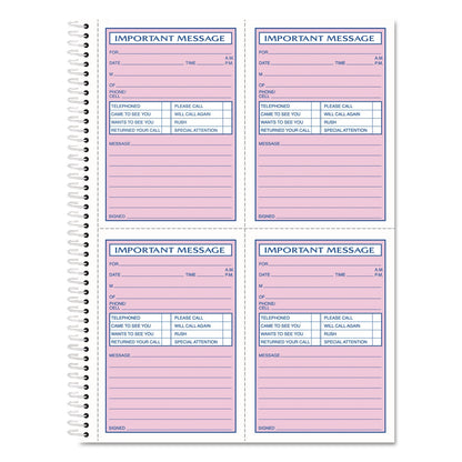 TOPS Telephone Message Book, Fax/Mobile Section, Two-Part Carbonless, 5.5 x 3.88, 4/Page, 400 Forms