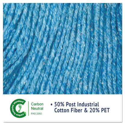 Boardwalk Super Loop Wet Mop Head, Cotton/Synthetic Fiber, 5" Headband, Medium Size, Blue