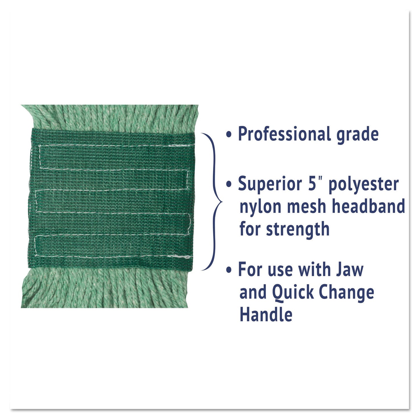 Boardwalk Super Loop Wet Mop Head, Cotton/Synthetic Fiber, 5" Headband, Medium Size, Green