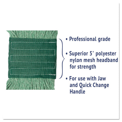Boardwalk Super Loop Wet Mop Head, Cotton/Synthetic Fiber, 5" Headband, Medium Size, Green