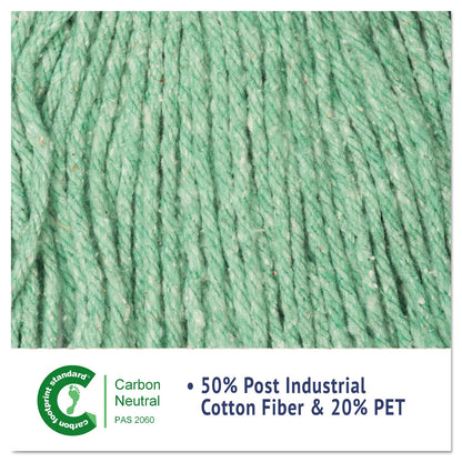 Boardwalk Super Loop Wet Mop Head, Cotton/Synthetic Fiber, 5" Headband, Medium Size, Green, 12/Carton