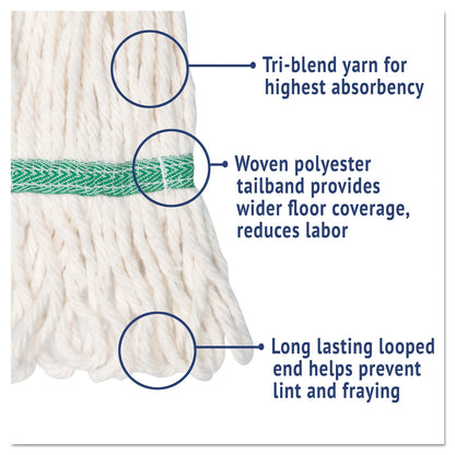 Boardwalk Super Loop Wet Mop Head, Cotton/Synthetic Fiber, 5" Headband, Medium Size, White