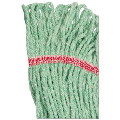 Boardwalk Super Loop Wet Mop Head, Cotton/Synthetic Fiber, 5" Headband, Large Size, Green, 12/Carton