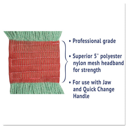 Boardwalk Super Loop Wet Mop Head, Cotton/Synthetic Fiber, 5" Headband, Large Size, Green