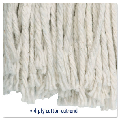 Boardwalk Cut-End Wet Mop Head, Cotton, #16, White, 12/Carton