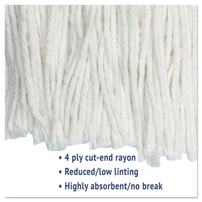 Boardwalk Cut-End Wet Mop Head, Rayon, No. 24, White, 12/Carton