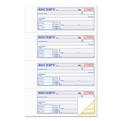 TOPS Money and Rent Receipt Books, Two-Part Carbonless, 2.75 x 7.13, 4/Page, 200 Forms