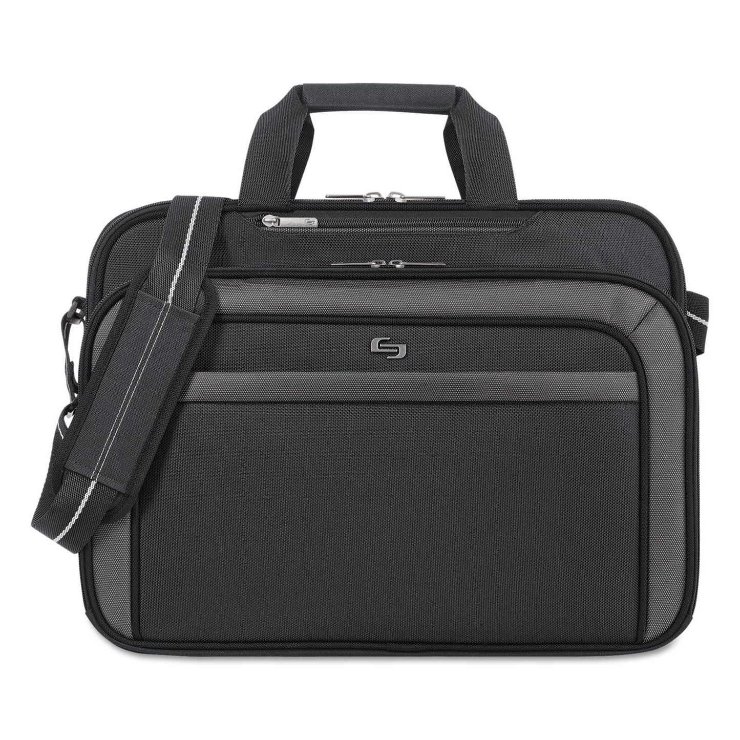 Solo Pro CheckFast Briefcase, Fits Devices Up to 17.3", Polyester, 17 x 5.5 x 13.75, Black