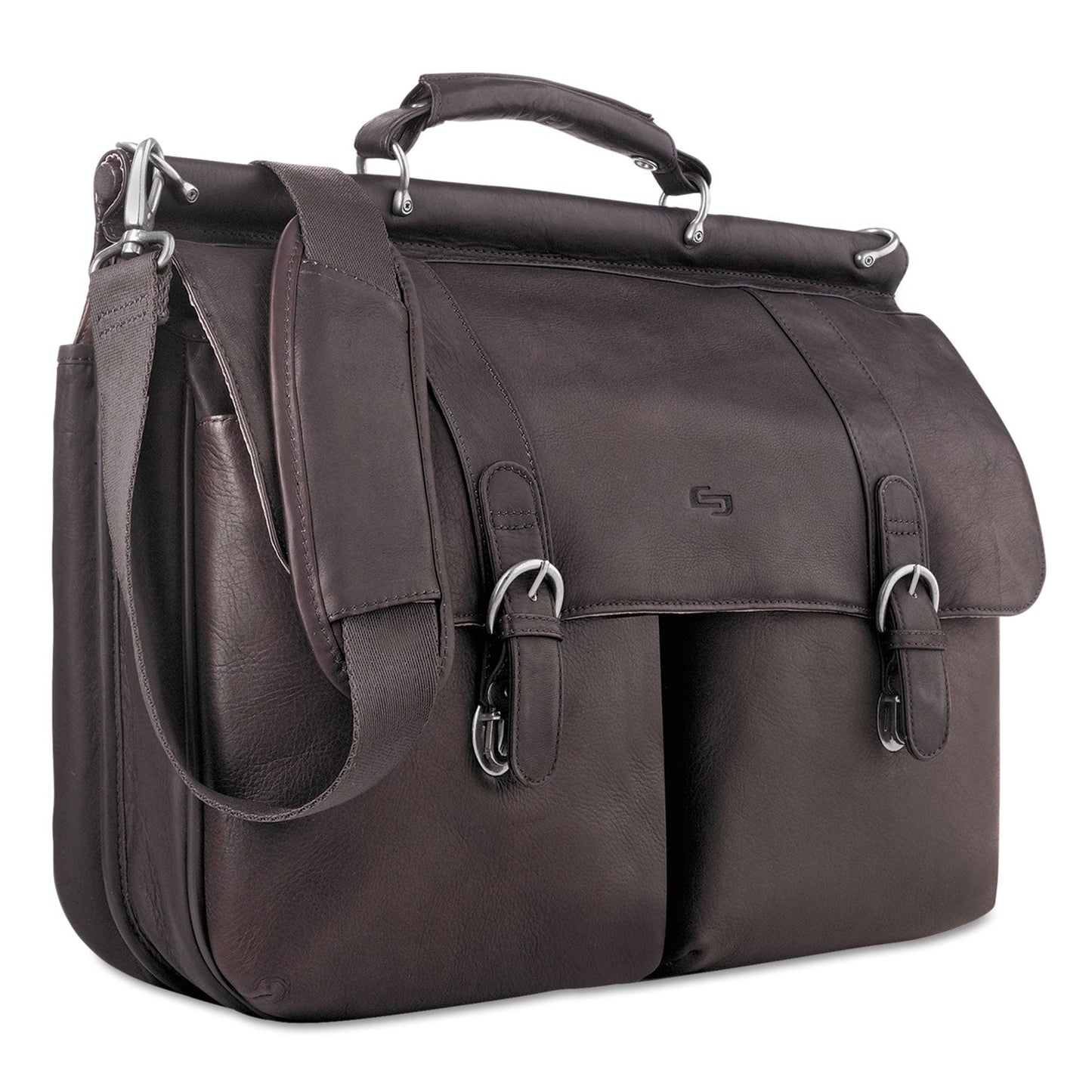 Solo Executive Leather Briefcase, Fits Devices Up to 16", Leather, 16.5 x 5 x 13, Espresso