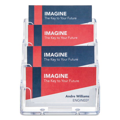 deflecto 4-Pocket Business Card Holder, Holds 200 Cards, 3.94 x 3.5 x 3.75, Plastic, Clear