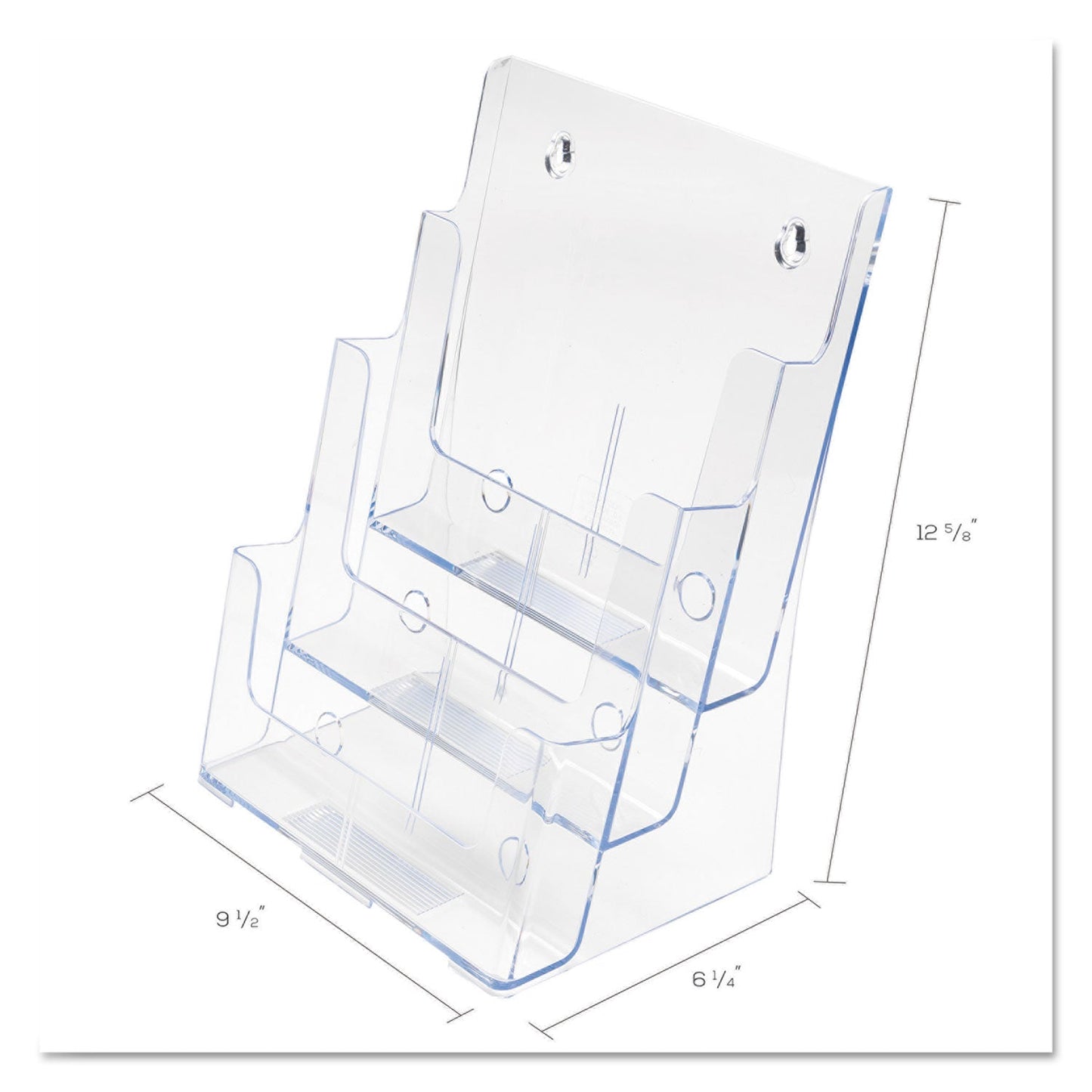 deflecto 3-Compartment DocuHolder, Magazine Size, 9.5w x 6.25d x 12.63, Clear