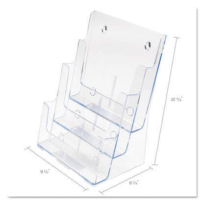 deflecto 3-Compartment DocuHolder, Magazine Size, 9.5w x 6.25d x 12.63, Clear
