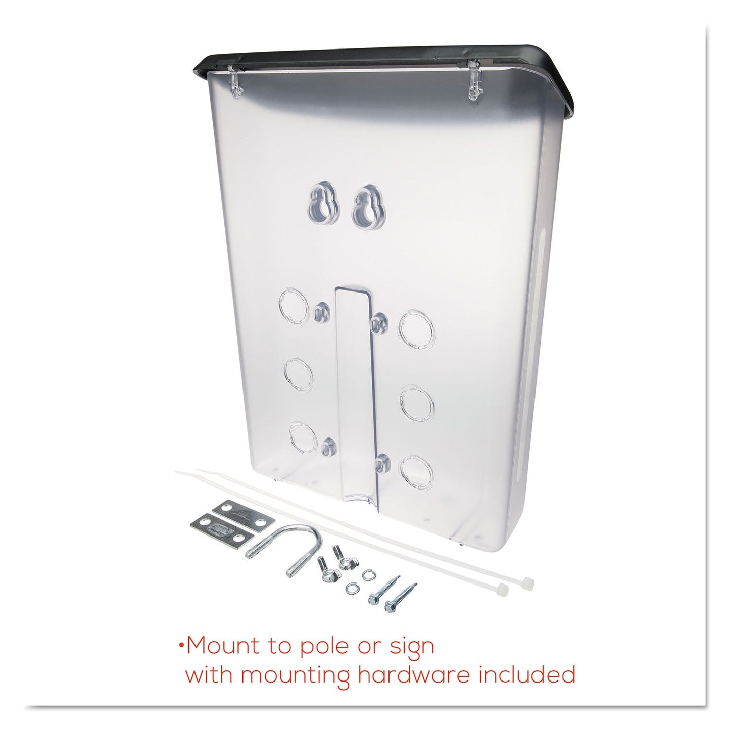 deflecto Outdoor Literature Box, 10w x 4.5d x 13.13h, Clear/Black