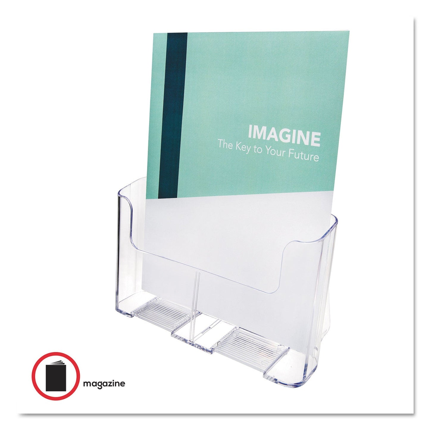 deflecto DocuHolder for Countertop/Wall-Mount, Magazine, 9.25w x 3.75d x 10.75h, Clear